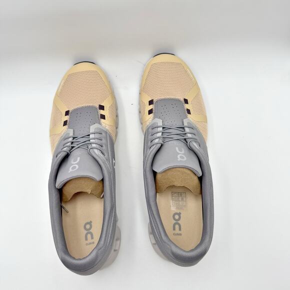 ON Mens Cloud 5 Running Shoes US 14 EU 49 Beige Grey Athletic Sneakers NIB